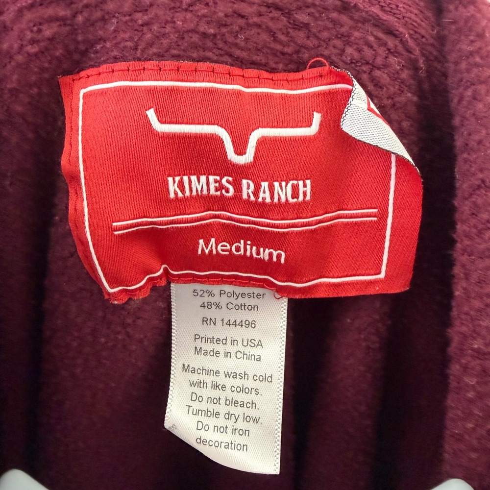 Kimes Ranch Hoodie Women Size Medium Burgundy Orange Glitter Logo Pullover - Picture 3 of 6